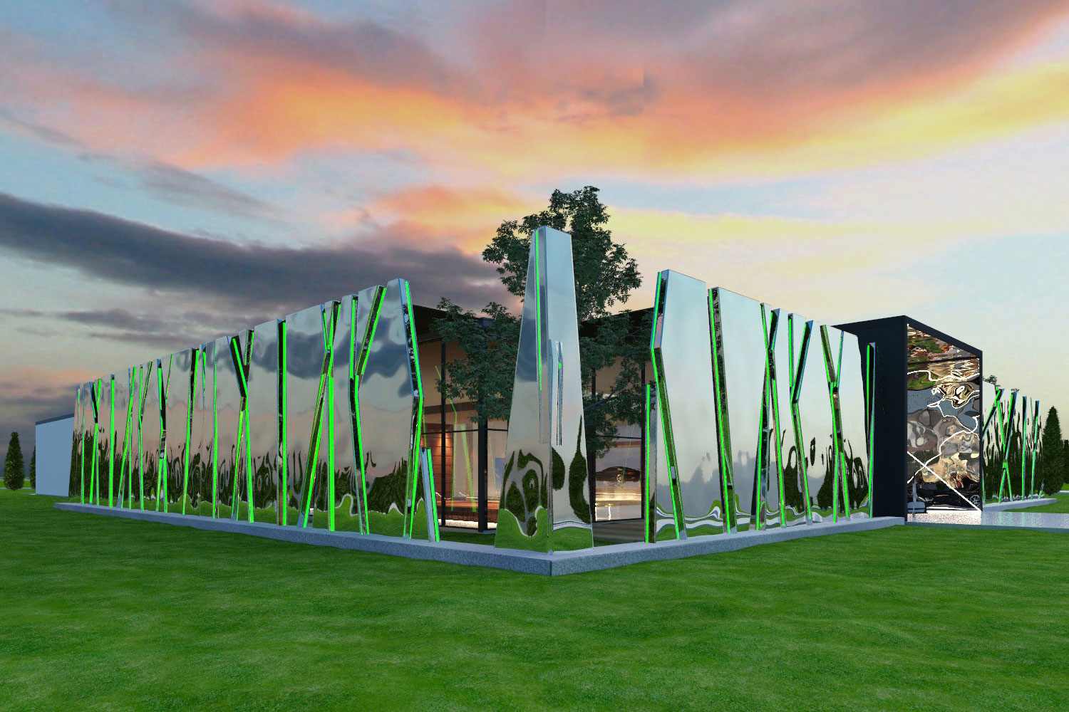 Rendering Progetto Luxury Car Buinding